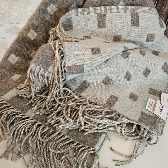 Fibre By Auskin Merino Wool Throw Blanket Gray Seamist - Picture 2 of 16